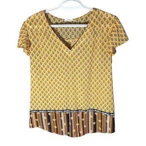 Maurices blouse top size Large short sleeve yellow brown